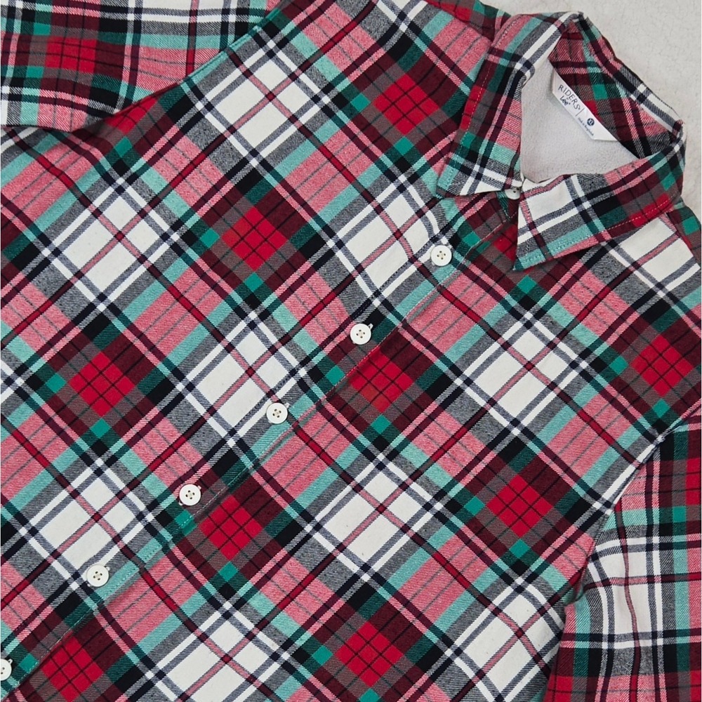 Riders by Lee Button Down Shirt Womens XL Red Plaid Fleece Lined Long Sleeve